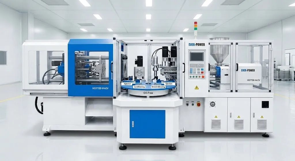 Máquina de moldeo por inyección, estirado y soplado de 4 estaciones con servomotor completo HGY150-V4-EV - 2