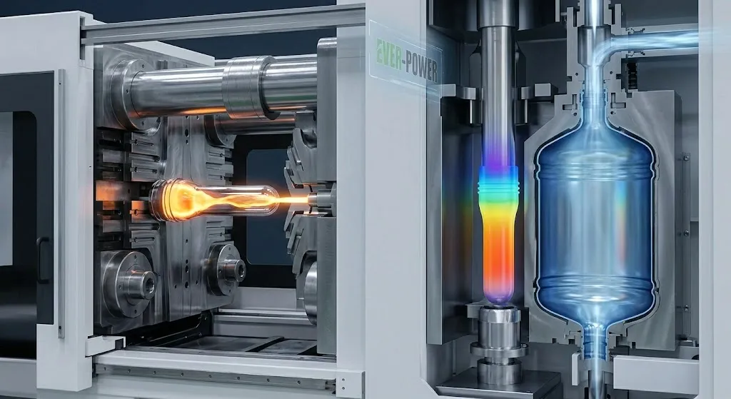 complex injection of 480 cm3 of molten plastic