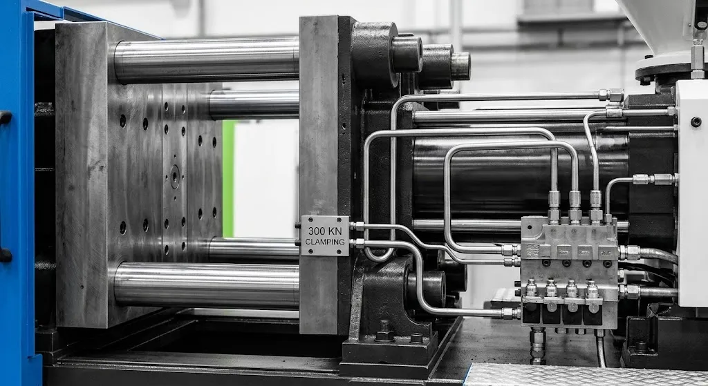 the 300 KN heavy-duty injection clamping mechanism of the EVER-POWER EP-HGY250-V4